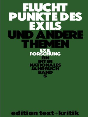 cover image of Fluchtpunkte des Exils und andere Themen